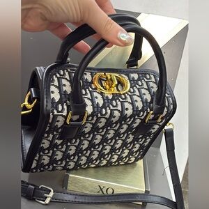 Logo Canvas Satchel with Gold Hardware